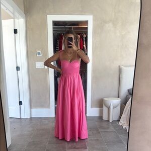 STAUD Landry Shoulder-Tie Smocked Maxi Dress